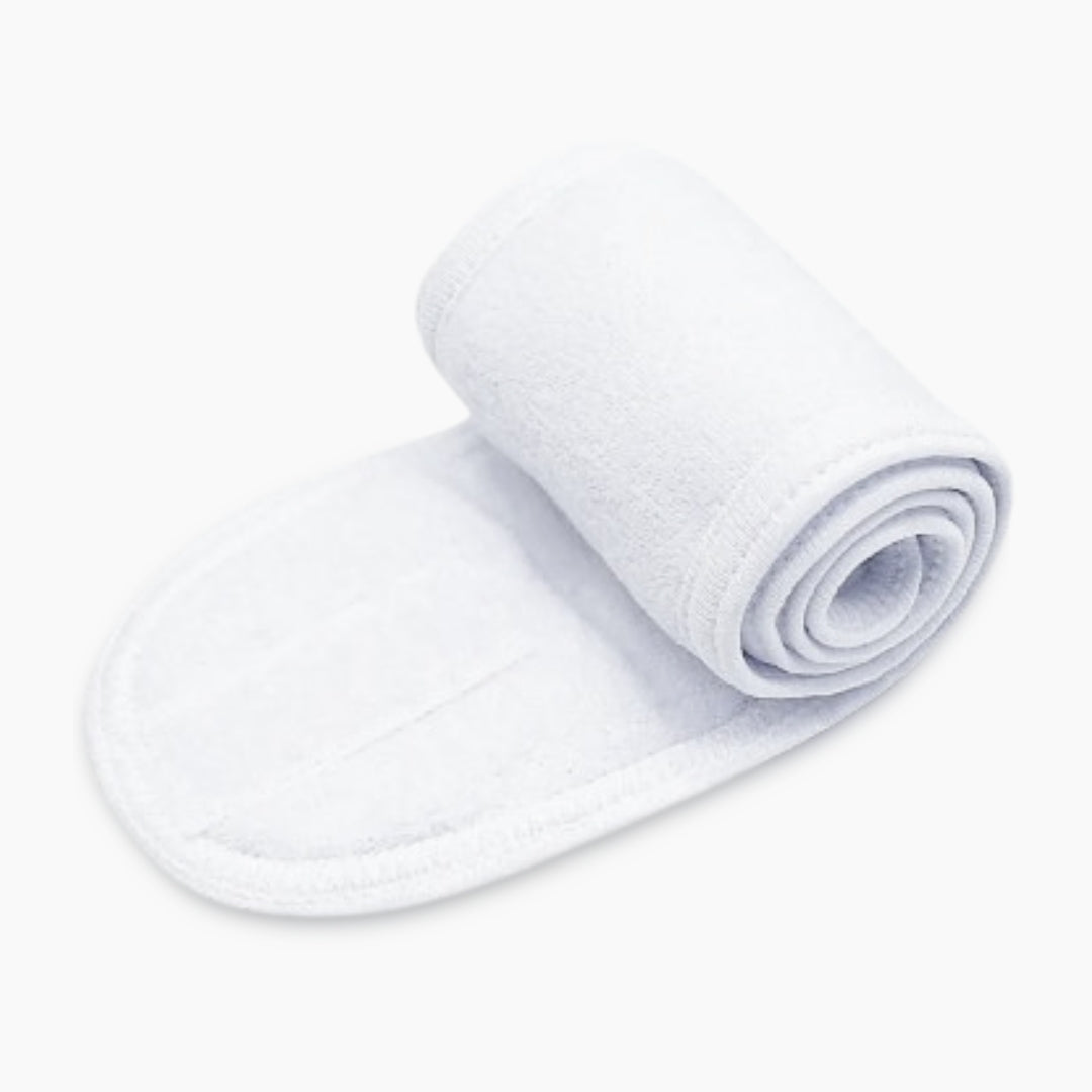 bandeau_blanc_femme_cosmetique_visage_esthetique_estheticienne_coton_makeup_beauté_soin_institut_professionnel_produit_tissu