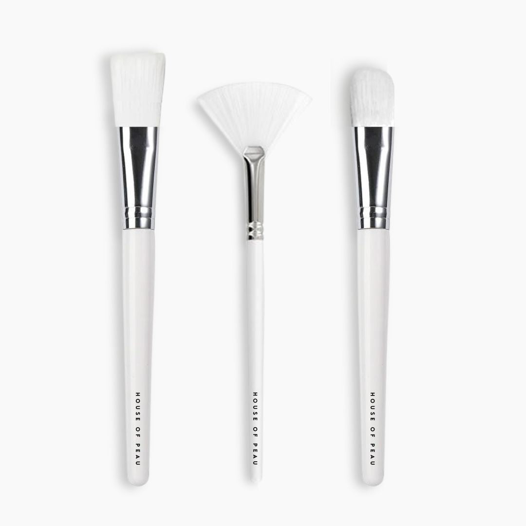 lot_pinceau_poil_blanc_eventail_arrondi_plat_droit_visage_masque_gommage_crème_cosmétique_beauté_skincare_application_nylon_3