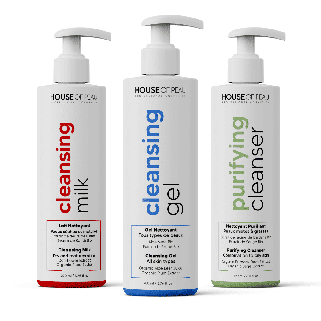 Lot_Nettoyant_visage_cleansing_gel_purifying_milk_cosmetique_cosmetic_professionnel_beaute_institut_soin_naturel_salon_pbi_estheticienne_esthetique_skincare