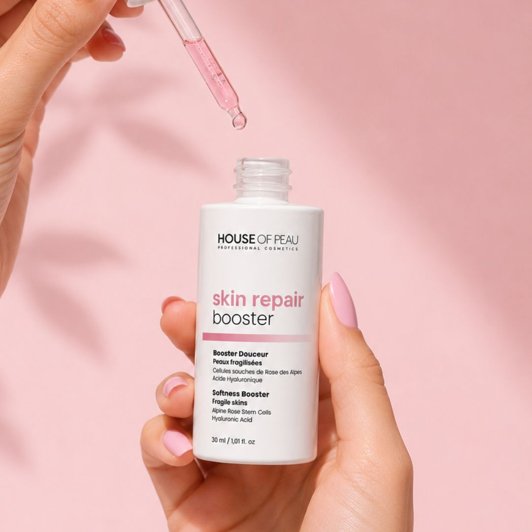 skin_repair_booster_face_serum_visage_skincare_cosmetique_estheticienne_professionnel_beauty_salon_institut_sensible_sensitive_rougeurs_redness_revitalisant_liquid_hand